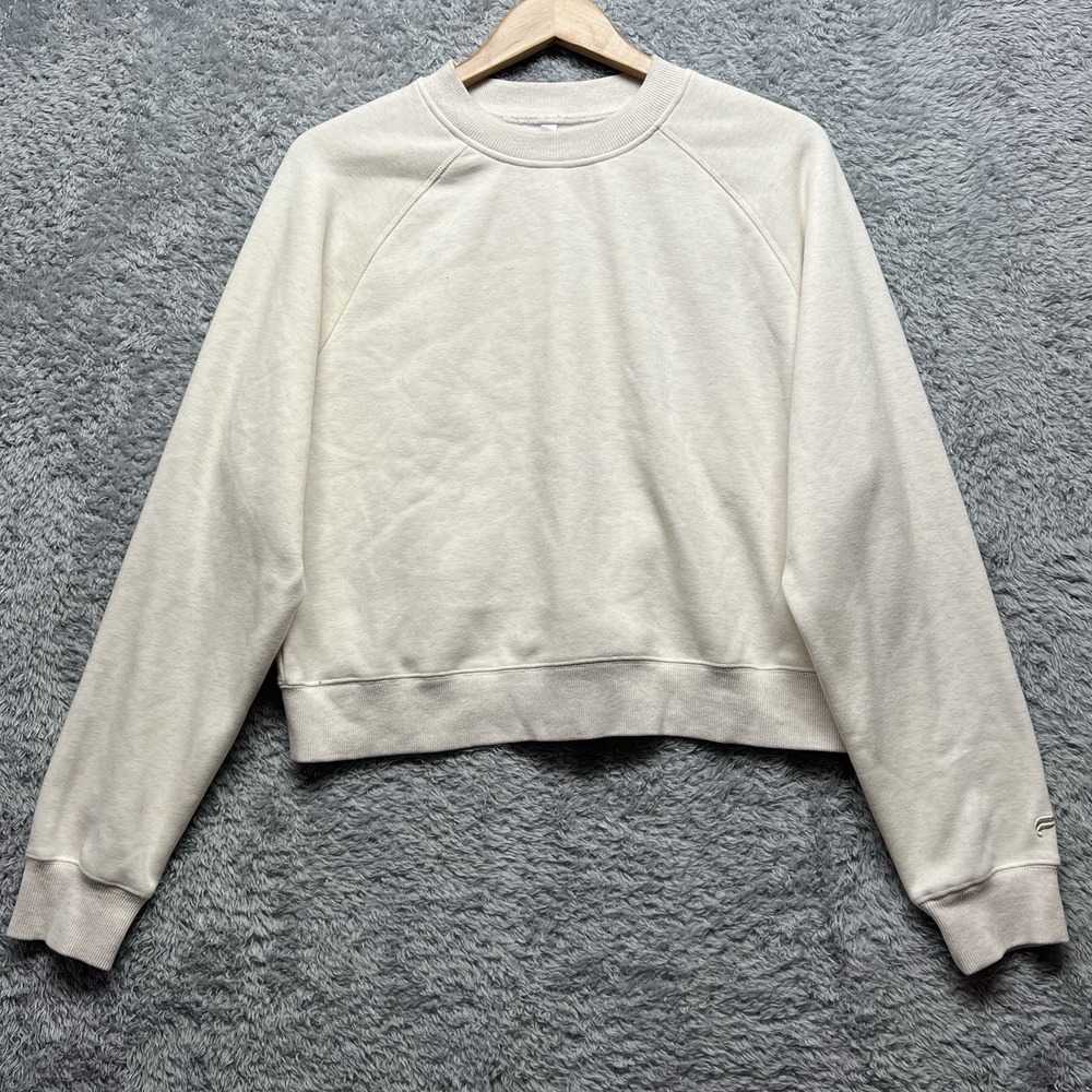 Fabletics Sweatshirt Womens Size XL Cream Year Round Terry Cropped‎ Athleisure